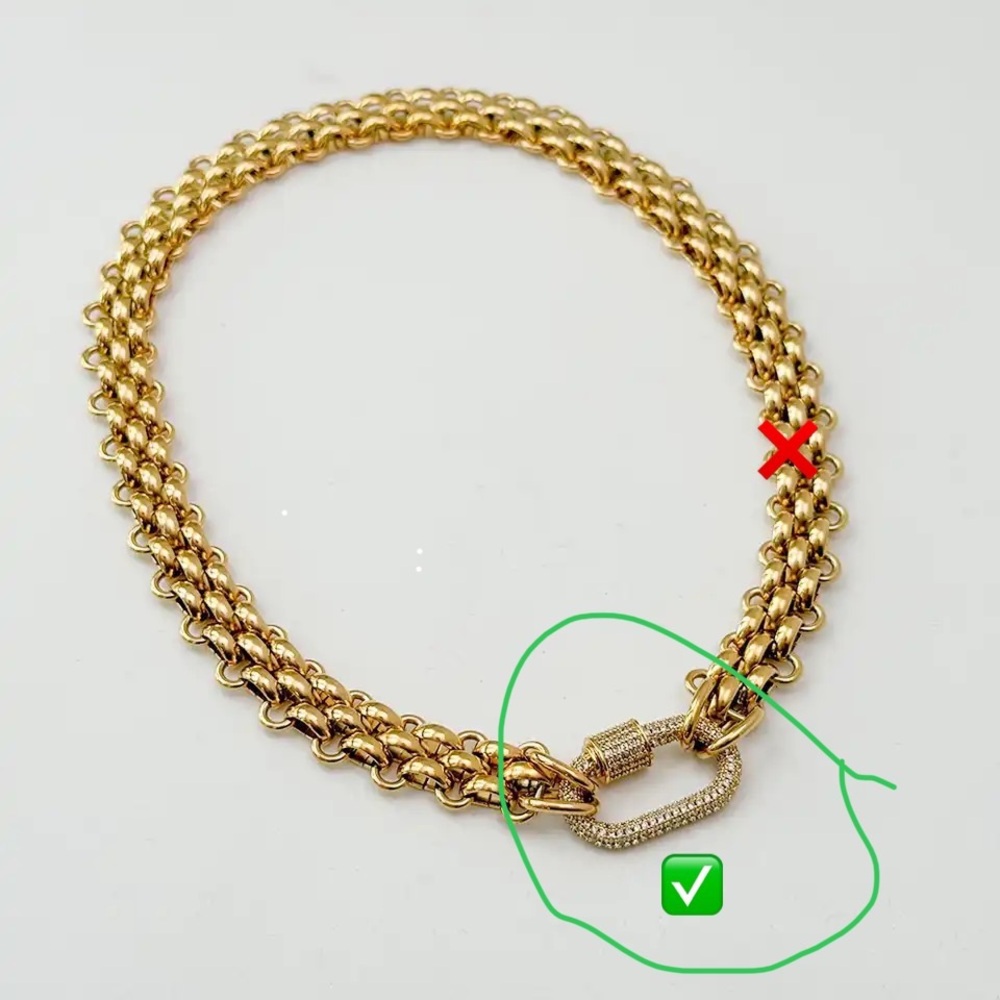 Zara Gold Double Interlock Oval Link Basket Weave Chain Necklace